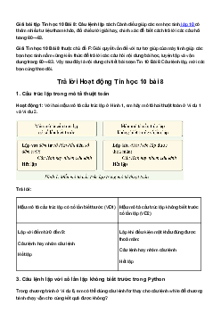 Giải Tin học 10 Bài 8: Câu lệnh lặp | Cánh diều