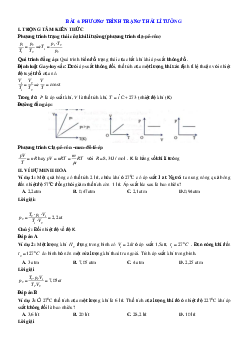 Trắc nghiệm bài Phương trình trạng thái của khí lí tưởng Lý 10 có lời giải và đáp án