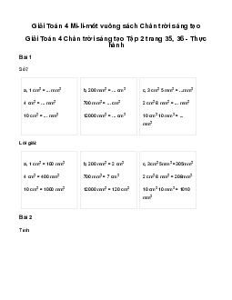 Giải Toán lớp 4 Bài 57: Mi-li-mét vuông| Chân trời sáng tạo