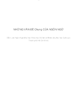 Những vấn đề chung của ngôn ngữ | Dẫn luận ngôn ngữ | Đại học Khoa học Xã hội và Nhân văn, Đại học Quốc gia Thành phố HCM