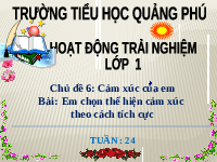 Giáo án điện tử Hoạt động trải nghiệm 1 Chủ đề 6 Chân trời sáng tạo : Bài Thể hiện cảm xúc theo cách tích cực