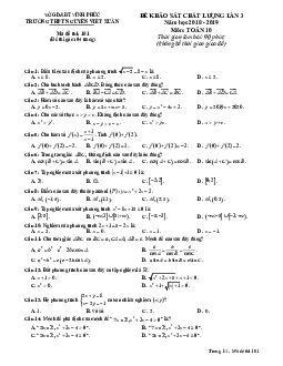 Đề KSCL Toán 10 lần 3 năm 2018 – 2019 trường Nguyễn Viết Xuân – Vĩnh Phúc