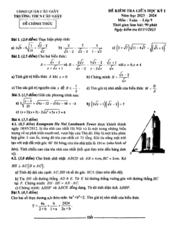 Đề giữa học kỳ 1 Toán 9 năm 2023 – 2024 trường THCS Cầu Giấy – Hà Nội