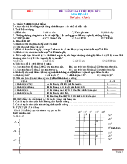TOP 10 đề kiểm tra 1 tiết Địa 6 học kỳ 1 (có đáp án)