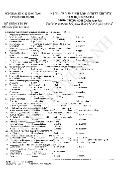 Đề thi vào 10 Chuyên Tiếng Anh TP Hồ Chí Minh năm 2012-2013