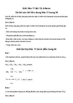 Bài 12: Alkane | Giải Hoá 11 Cánh diều