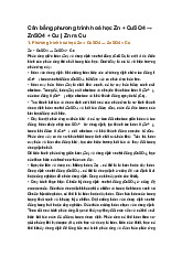 Cân bằng phương trình hoá học Zn + CuSO4 → ZnSO4 + Cu | Zn ra Cu