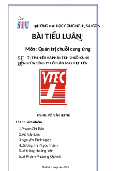 Tiểu luận "Tìm hiểu và phân tích chuỗi cung ứng  của công ty cổ phần may việt Tiến"