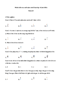 Phiếu bài tập cuối tuần lớp 4 môn Toán nâng cao Tuần 20 Cánh Diều
