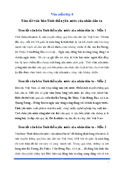 Văn mẫu Ngữ Văn lớp 8: Tóm tắt văn bản Tinh thần yêu nước của nhân dân ta (3 mẫu) | Kết nối tri thức