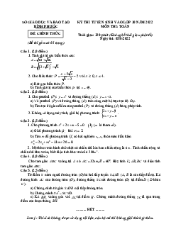 Đề tuyển sinh vào lớp 10 môn Toán năm 2022 sở GD&ĐT Bình Phước