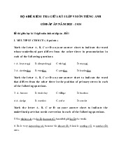 TOP 6 đề thi giữa học kỳ 1 môn Tiếng Anh lớp 9 năm học 2024 - 2025