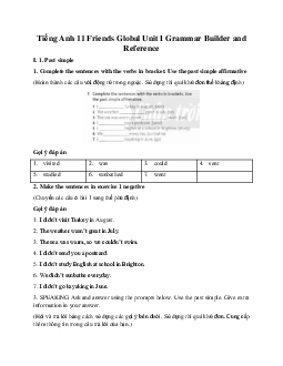 Giải Tiếng Anh 11 Unit I Grammar Builder and Reference | Friends Global