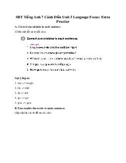 SBT Tiếng Anh 7 Cánh Diều Unit 3 Language Focus: Extra Practice