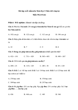 Bài tập cuối tuần Toán lớp 2| Chân trời sáng tạo Tuần 30