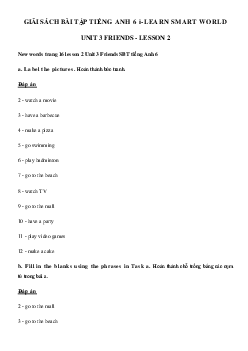 Sách bài tập tiếng Anh lớp 6 Unit 3 Lesson 2 - Smart World