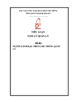 Bài tiểu luận môn Tâm lý quản lý đề tài "Người lãnh đạo trong hệ thống quản lý, Jack Ma"