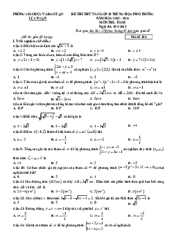 Đề thi thử Toán vào lớp 10 năm 2023 – 2024 phòng GD&ĐT Lục Ngạn – Bắc Giang