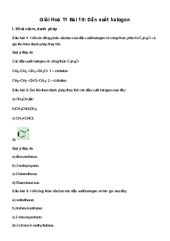 Hóa Học lớp 11 Bài 19: Dẫn xuất halogen sách Kết Nối Tri Thức