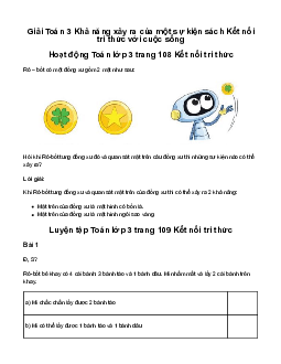 Giải Toán 3 Bài 74: Khả năng xảy ra của một sự kiện | Kết nối tri thức
