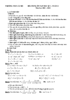 Đề cương ôn tập học kỳ 1 Toán 8 năm 2021 – 2022 trường THCS Ái Mộ – Hà Nội