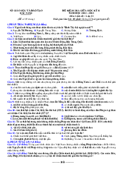 Đề kiểm tra giữa học kỳ 2 Lịch Sử 11 Sở GD Bắc Ninh 2022-2023 (có đáp án)