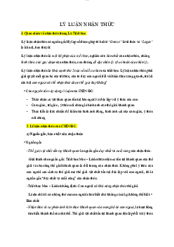 Lý luận nhận thức | môn Triết học Mác -Lênin | Đại học sư phạm Hà nội 
