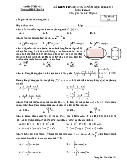 Đề thi HK2 Toán 12 năm học 2016 – 2017 trường THPT Liên Hà – Hà Nội