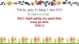 Giáo án điện tử Tự nhiên và xã hội 2 Bài 2 Chân trời sáng tạo : Nghề nghiệp của người thân trong gia đình.
