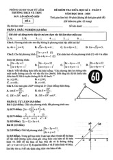 Đề giữa học kì 1 Toán 9 năm 2024 – 2025 trường M.V. Lômônôxốp – Hà Nội