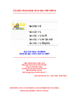 229 bài tập trắc nghiệm hàm số bậc nhất – Lương Tuấn Đức