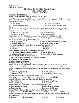 Đề cương ôn tập học kì 1 môn Công nghệ 6 sách Chân trời sáng tạo | Bộ 1