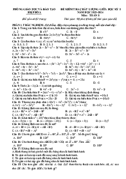 Đề giữa học kì 1 Toán 8 năm 2023 – 2024 phòng GD&ĐT Hiệp Hòa – Bắc Giang