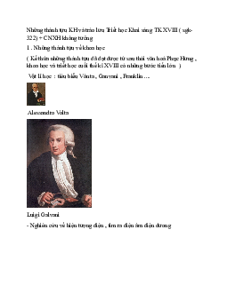 Bài giảng về Những thành tựu KH và trào lưu Triết học Khai sáng TK XVIII