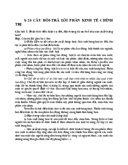 Đề cương lý thuyết ôn tập Kinh tế chính trị Mác-Lênin | Đại học Sư phạm Hà Nội