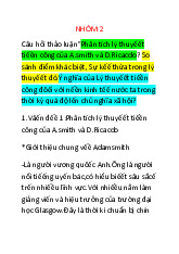 Câu hỏi thảo luận”Phân tích lý thuyết tiền công của A.smith và D.Ricacdo? So sánh điểm khác biệt, Sự kếế thừa trong lý thuyếết đó.Ý nghĩa của Lý thuyết tiền công đôi với nền kinh tế nước ta trong thời kỳ quá độ lến chủ nghĩa xã hội?