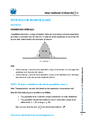 Confidence Intervals - Statistics for Business | Trường Đại học Quốc tế, Đại học Quốc gia Thành phố HCM