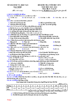 Đề thi HK1 Địa Lí 10 sở GD Bắc Ninh 2023-2024 (có đáp án)