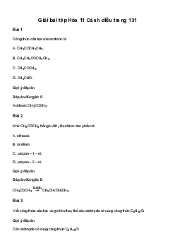 Bài 18: Hợp chất carbonyl | Giải Hoá 11 Cánh diều