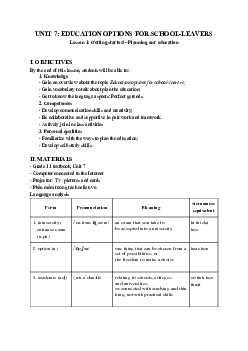 Unit 7: Education options for school-leavers - Giáo án Tiếng Anh 11 Global Success