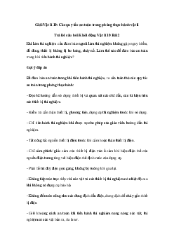 Vật lí 10 Bài 2: Các quy tắc an toàn trong phòng thực hành vật lí | Kết Nối Tri Thức