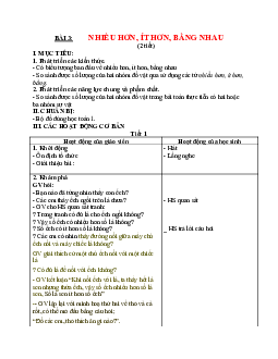 Bài 3 | Giáo án học kì 1 | Toán 1| Kết nối tri thức với cuộc sống (Cả năm)