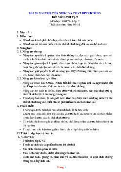 Giáo án KHTN 7 kết nối tri thức bài 29: Vai trò của nước và chất dinh dưỡng