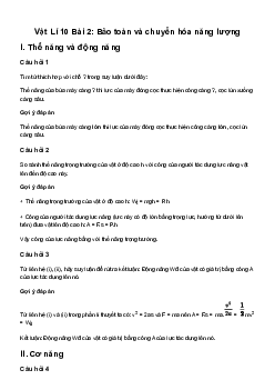 Giải Vật lí 10 Bài 2: Bảo toàn và chuyển hóa năng lượng | Cánh diều