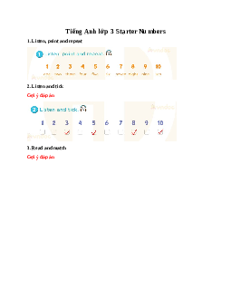 Tiếng Anh lớp 3 Global Success Starter Numbers