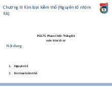 Tổng hợp lí thuyết về kim loại Kiềm thổ | Lí thuyết Hoá đại cương | Trường Đại học khoa học Tự nhiên