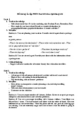 Đề cương ôn tập Speaking PET3 - Tiếng anh chuyên ngành du lịch | Đại học Mở Hà Nội
