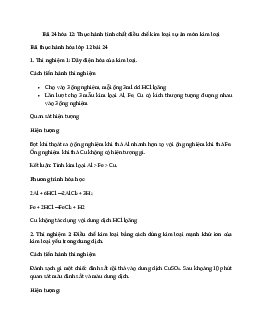 Thực hành tính chất điều chế kim loại sự ăn mòn kim loại