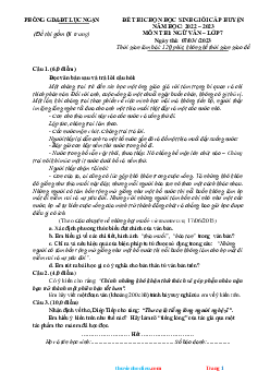 Đề thi chọn HSG Ngữ văn 7 huyện Lục Ngạn 2022-2023 (có đáp án )