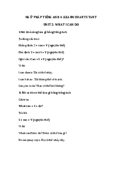 Ngữ pháp unit 2 lớp 4 What I can do